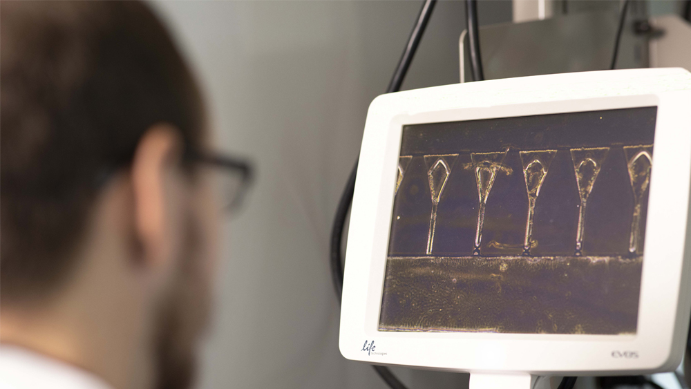 学生在电脑上处理扫描图像