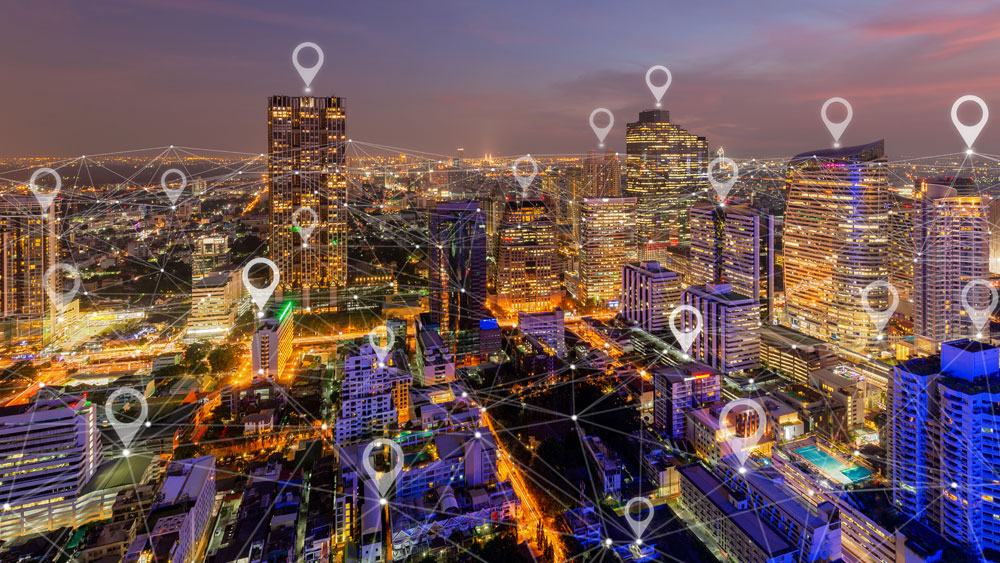 显示网络连接的城市