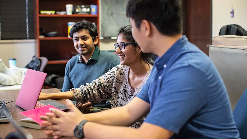 计算机实验室里的学生。