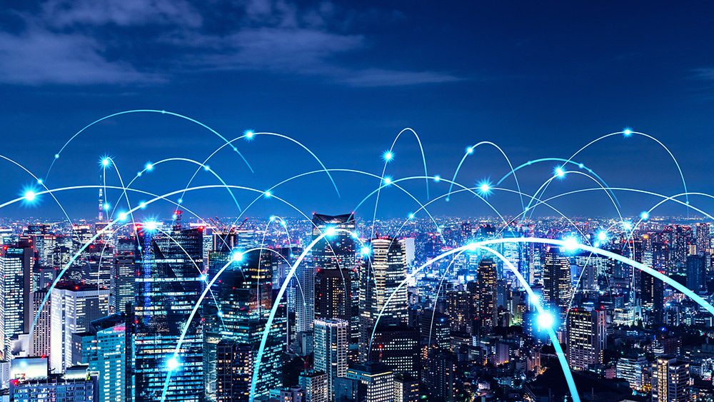 Graphic representation of a smart city.