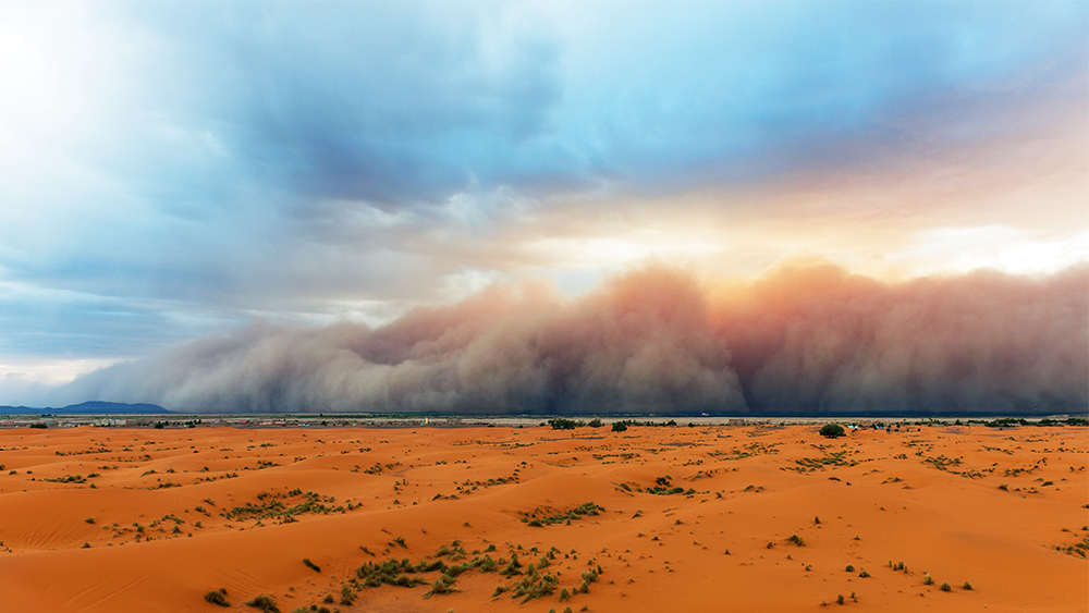A sandstorm from the Saharan Desert moves across Africa impacting places in the eastern Caribbean, and sometimes passing over the southern United States