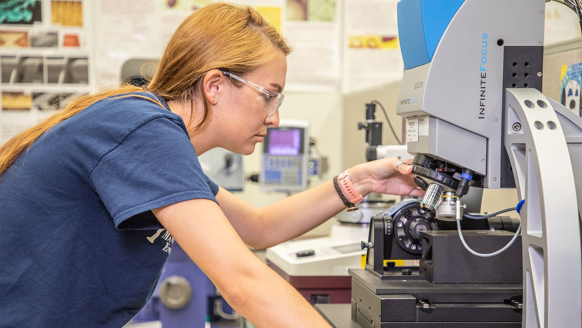 Engineering Technology and Industrial Distribution student working in a lab.