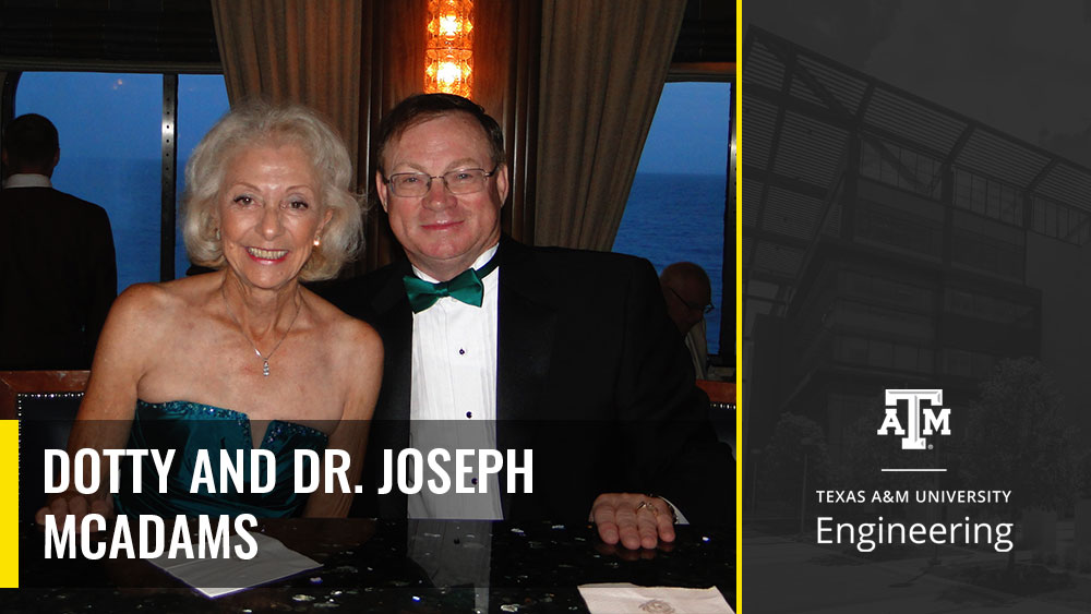 Dotty and Dr. Joseph McAdams posing for a photo at dinner.